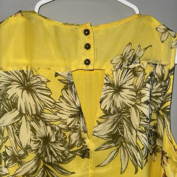 Vero Moda Woman’s Sleeveless Blouse Yellow Tropical Floral Print Size M Top - Picture 4 of 7